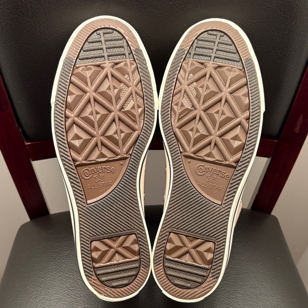 New Converse Chuck Taylor All Star High-Top Sneakers in Taupe with Red Trim - Picture 5 of 5